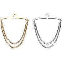 Amazon | ストライプが効いたタイピン-チェーン付き/ゴールドの