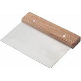 Winco Stainless Steel Dough Scraper with Wood Handle | Dishwasher safe, Pizzerias, Great for Dough Portioning, Bench Cleanup,
