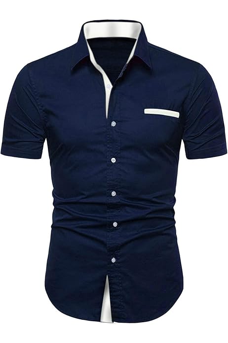 NeedBo Mens Short Sleeve Dress Shirts 