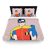 Kess InHouse Roberlan "The Boy Wonder Pop" Robin 68 by 88" Woven Duvet Cover, Twin [並行輸入品]