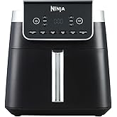 Ninja Air Fryer Pro XL, 6.2L Capacity, 6 Cooking Functions, Space Saving Design, Max Crisp Technology, AF181ANZ, Black