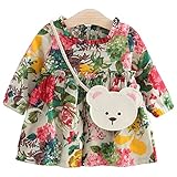 YY-Natuhi ベビー服 子供服 女の子 ワンピース キッズ ドレス 新生児 ボディースーツ ベビー 長袖 赤ちゃん 入学式 出産祝い 七五三 綿 花柄 ベビースーツ 秋冬 クマバッグ付き (80