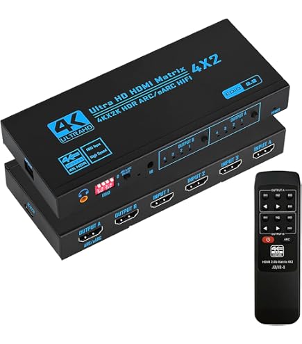 Amazon | ビデオスイッチャー 4K 60Hz KVM HDMI対応 4X2マトリックス 4