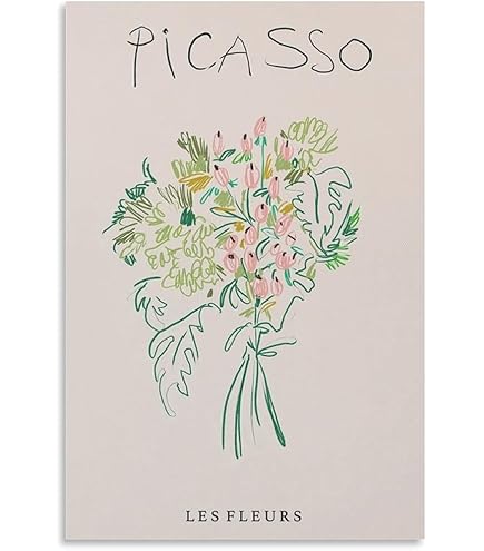 Amazon.co.jp: ピカソ 花と蝶 フレーム付き ポスターaoipro (白