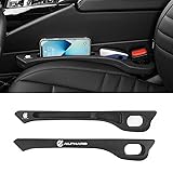 【アルファード 専用】隙間クッション 厚型 ALPHARD 専用ロゴ 隙間埋め 車用 シートサイド クッション アルファード 30系 適用 正・裏面取付可 シート コンソール 隙間収納 落下防止 小物入れ 内装パーツ 運転席+助手席 ロゴ左右対称設計 2本入り (ブラック, アルファード 専用)