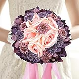 パープル&ピンクシルクフラワー花嫁ブライズメイド結婚式Holding Bouquet Arrangement