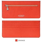 HANSMARE SLIM WALLET 長財布 レディース メンズ 天然牛革 チャームタイプドクロSET (Orange)