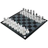 Vilom 透明クリスタル×全ガラス製 国際チェスセット インテリア盤 盤サイズ約30×30cm 学生・大人向け 教育・脳トレーニング対応 ディスプレイ兼用 家庭・学校用 (20*20cm)