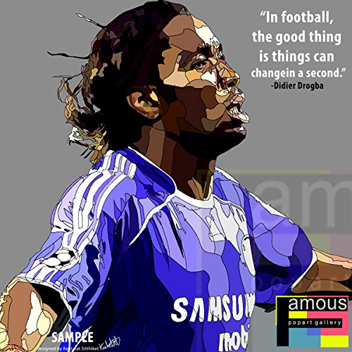 ドログバ チェルシーFC 海外製 サッカーグラフィックアートパネル 木製ポスター インテリア