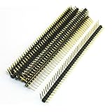uxcell ピンヘッダー オスPCB 直角 2.54 mm間隔 40P ゴールドトーン 10個