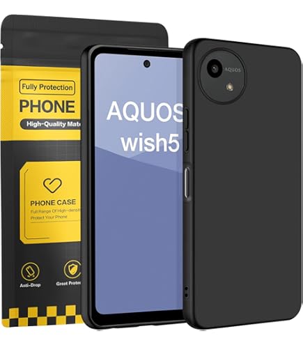 アクオス　AQUOS wish 5　ブラック　ケース・フィルム付 Amazon.co.jp: AQUOS wish5 ケース ブラック ガラスフィルム付き