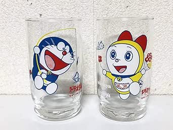Amazon Co Jp 新古品 昭和レトロ 三ツ矢サイダー ドラえもん ドラミちゃん グラス ガラス タンブラー コップ 2個セット ホーム キッチン