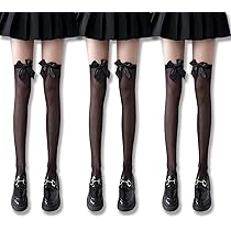 即購可NODRESSレース　タイツ　紫　ブラック　リボン　新品未開封ストッキング Amazon | M＆YFASHION リボンブラックストッキング