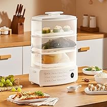 Amazon | 電気蒸し器 3段電気スチームクッカー 9S瞬間蒸し24H