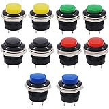 mxuteuk 10個SPST AC250V / 3A AC125V / 6Aミニオフ（オン）NO瞬間押しボタンスイッチ5色R13-507-5C