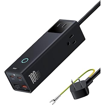 【3,500円】Baseus 電源タップ 1500W/100W USBポート付き＋5200mAh モバイルバッテリー おまけ