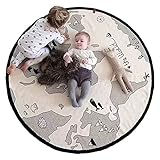 Baby Crawling Mats World Map Pattern Floor Playmats Animal Early Education Round Carpet Diameter 53'