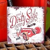 アンティークエンボスプレート「Dirty Side」（SQUAREサイン）　／ブリキ製看板／ティンサイン／アメリカン雑貨／
