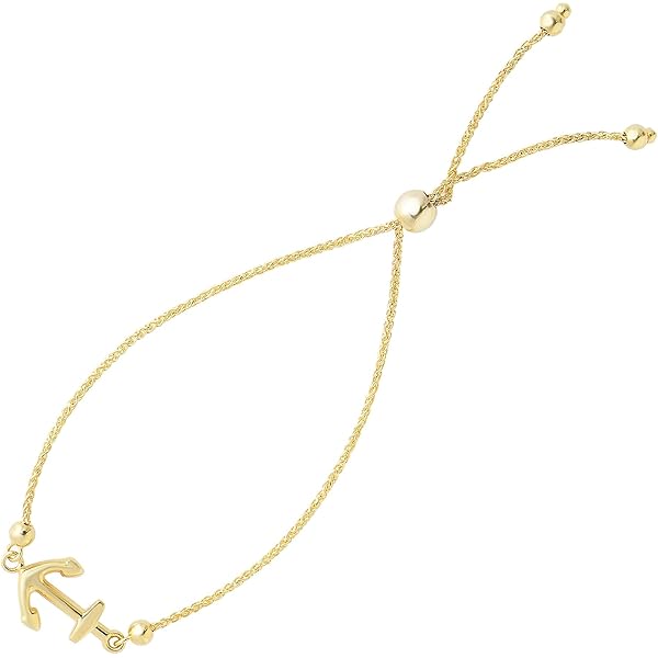 Amazon | 14 KイエローゴールドキュートCZ横向きクロスブレスレット