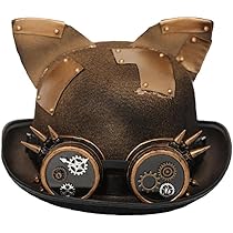 Amazon.co.jp: ハット スチームパンク ゴーグル付き ノベルティ