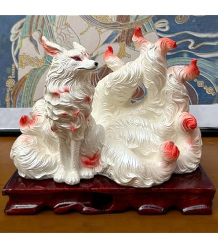 Amazon.co.jp: 九尾の狐 置物 玄関 飾り 縁起物 玉藻前 九尾の狐姫様