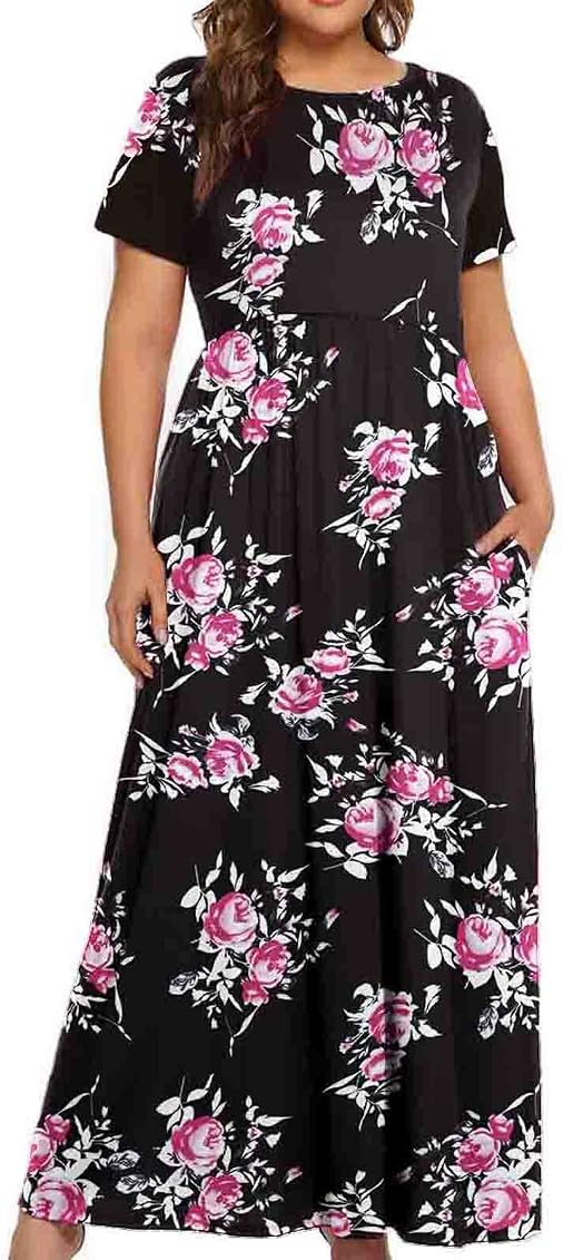 Short Sleeve Plus Size Long Maxi Dress 