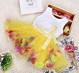 【花びらドレス　ベビー服】80,85,90,95,　子供服　ハーフバースデー　100日　バースデー　記念撮影　スタジオフォト　女の子向け　ガールズ (90, イエロー)