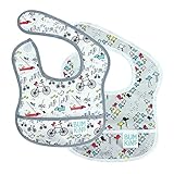 Bumkins Waterproof Starter Bib 2 Pack, Neutral (N15-Urban Bird/Bird Park) (4-9 Months) by Bumkins