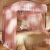 royal- U型レール釣りロッドMosquito Net three-door Singleダブル暗号化Thickeningプリンセススタイルステンレススチールブラケットピンク 1.8*2.2m B