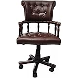 Tidyard Chesterfield Captains Swivel Office Chair High Back Ergonomic Computer Desk Task Chair with Armrests Brown 62 x 50 x 