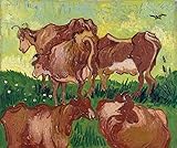 Van Gogh Jorsaens後の牛 Cows After Jorsaens キャンバス複製画 30X30cm 風景 絵画 完全に立体に複製 3D 印刷 美術品 部屋 壁掛け