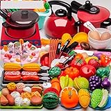 おままごと キッチンおもちゃ フルーツ/野菜/ピザ/調理器具 リアル料理 切れる おもちゃセット ごっこ遊び 誕生日プレゼント 子供用 赤ちゃん カッティングおもちゃ (131個セット)