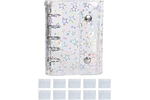 シール帳 透明 女の子 Mocasa シール帳 バインダー はがせる m5 シール収納 推し活グッズ （ホログラム星柄入り）