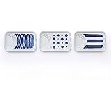 西海陶器 indigo 藍玉調味料皿(3柄組) 藍、白