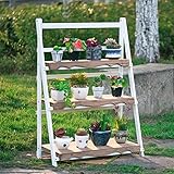 Chengxin Shop-アウトドアプラントスタンド/3層の折り畳み松林スタンド花の植物ポット庭の屋外または屋内用の棚のはしご (サイズ さいず : 70x30x95cm)