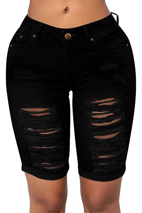 THUNDER STAR Womens Denim Ripped 