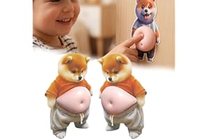 LQHZC 【2026新型】犬 シール 3D 柔らかいお腹 ぷにぷにシール かわいい 3D もっちりスクイーズ ステッカー シー ル帳 デコレーション 携帯電話飾り用 手帳用 日記帳用 车用 手芸用品 ル (ぽっちゃり犬のステッカー2枚)