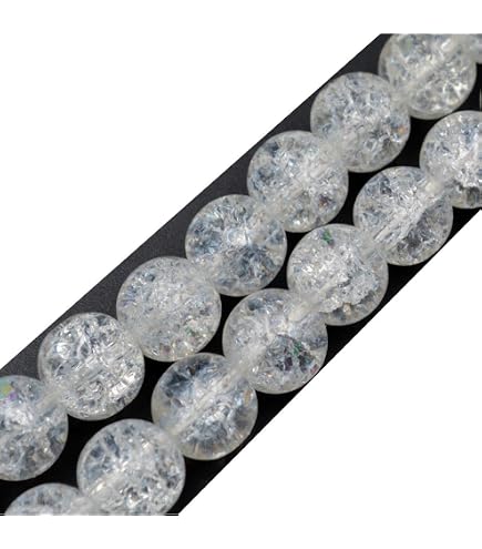 Amazon | 【SmileStone】爆裂 水晶 クラック クリスタル 丸玉 1連売り