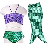 BAOHULU 女の子　子供水着　セパレート 可愛い　人魚姫　人魚 衣装　3点セット　4色揃え　コントラストカラー配色　優雅　可愛い　ベビー水着　柔らかい　快適　スイミングウェア