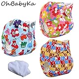 Ohbabyka3点セット おむつカバー+おむつライナー 布おむつ ベビー 布オムツ おむつ 新生児用 新生児用品 サイズ調節可 洗濯可能 漏れしにくい パンツ フリーサイズ 通気性良い 保育園 入園