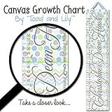 子供用キャンバスBirth Info Growth charttmブルーグリーングレーPolka Dots and Chevron Boys Baby NurseryキャンバスGrowth Chart