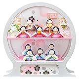 雛人形 丸型 ケース入り コンパクト ケース飾り ミニ 白 おしゃれ アクリル NO1 星ぽてり 十人飾り 丸顔 ちりめん 可愛い おしゃれ