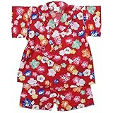 《盛夏 甚平》(ジンベイ) 日本製ベビー女児 リップル生地うさぎと花甚平スーツ 80cm/RE NO.OG-75575