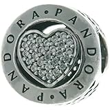 PANDORA ロゴハートチャーム スターリングシルバー ハートディテール - 796218CZ