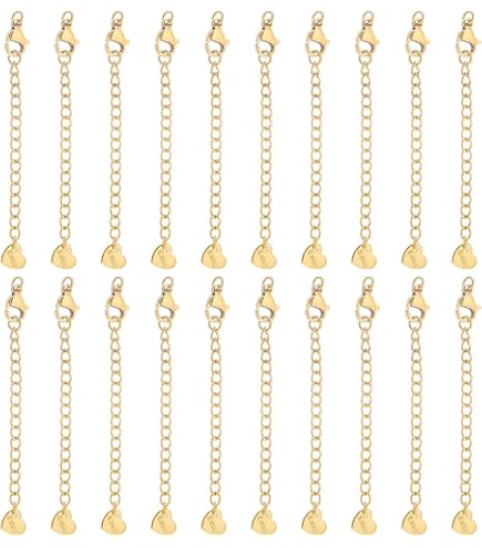 100PCS Golden Tail Extender Chains - 50mm X 4mm For DIY Jewelry Making & Bracelet/Necklace Extensions