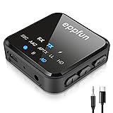 eppfun AK3046C Bluetooth 5.2 APTX-Adaptive トランスミッター レシーバー (受信機 送信機 一台二役) AAC/APTX/APTX LL/APTX HD 対応 ハンズフリー通話対応 2台同時接続 3.5mm RCA/AUX 接続 ブルートゥース トランスミッター