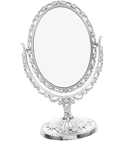 Amazon｜Smiti アンティーク 卓上 ミラー シルバー 楕円形｜ミラー・鏡
