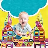 Jasonwell磁気おもちゃ幾何学認知磁石ペース磁石積み木166ピースDIY子どもおもちゃ積み木四角三角車輪創意プレゼント想像力を育てる知育玩具(L, 166ピース)
