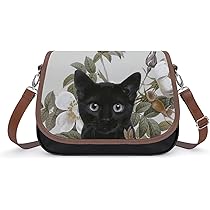 Amazon | [PTLYe] 黒猫 ネコ柄 猫柄 レディースショルダーバッグ