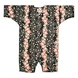 祭すみたや　ロンパース　桜縞（黒)　 0号サイズ